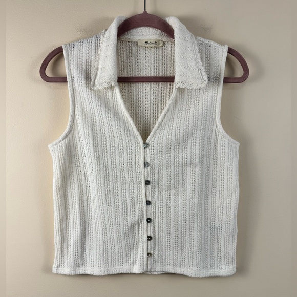 Madewell Tops - Madewell Crochet-Knit V-Neck Sweater Vest in Vintage Ivory